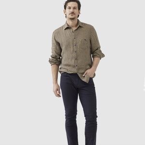 RODD & GUNN | White Pine Avenue Linen Button-Up Shirt Purple Green Check Lg